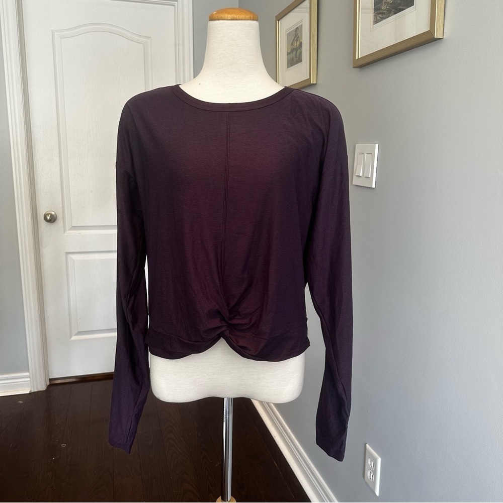 Old Navy Active Purple Tie Front Long Sleeve Blouse
